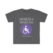 Disabled & Homeless Share and donate Unisex Softstyle T-Shirt