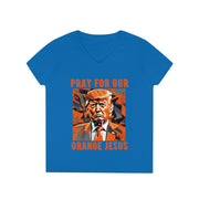 Pray for our Orange Jesus V-neck Women's tee