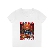 MAGA Holiday Deep Red V-neck Women's tee