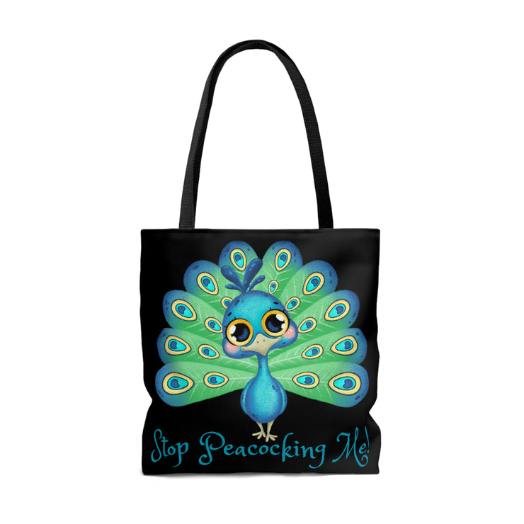 Stop Peacocking Me green black Tote Bag