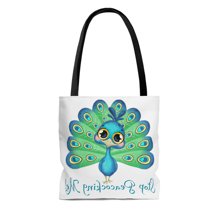 Stop Peacocking Me green white Tote Bag