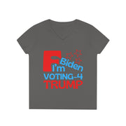 F Biden I'm voting for Trump ladies' V-Neck T-Shirt