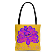 Stop Peacocking Me purple yellow Tote Bag