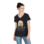 Trump Flower MAGA Shop Ladies' V-Neck T-Shirt