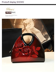 Personalized Flower Dumping Niche Handbag Versatile Patent Leather Messenger Bag