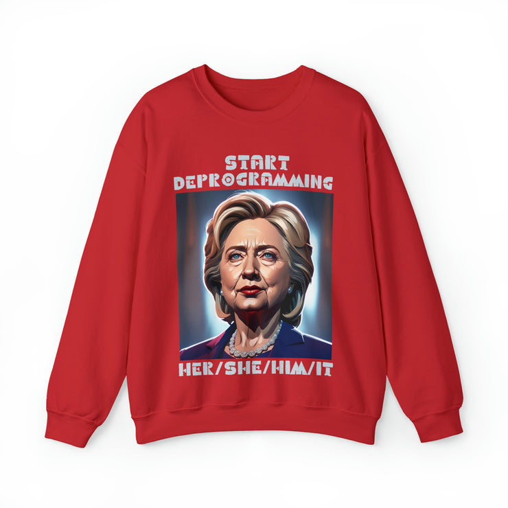 Start Deprogramming her she him it Heavy Blend™ Crewneck Sweatshirt Unisex