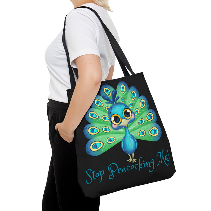 Stop Peacocking Me green black Tote Bag