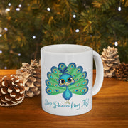 Stop peacocking me Aqua ceramic Mug 11oz