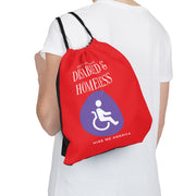 Disabled & Homeless donate and share Outdoor Drawstring Bag RED