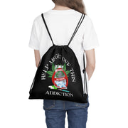 Help me get off this addiction drugs Outdoor Drawstring Bag black