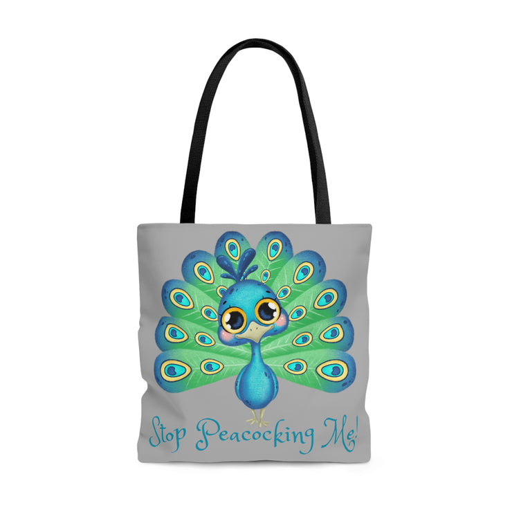 Stop Peacocking Me green silver Tote Bag