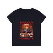 MAGA Holiday Deep Red V-neck Women's tee