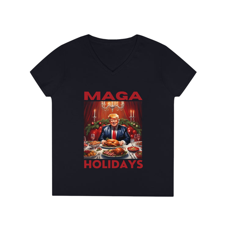 MAGA Holiday Deep Red V-neck Women&