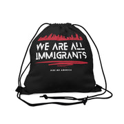 We are all immigrants Outdoor Drawstring Bag black