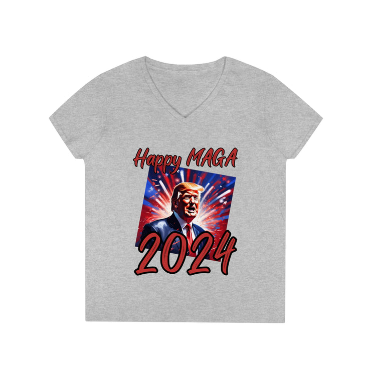 Happy MAGA 2024 Red V-neck Women&