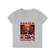 MAGA Holiday Deep Red V-neck Women's tee