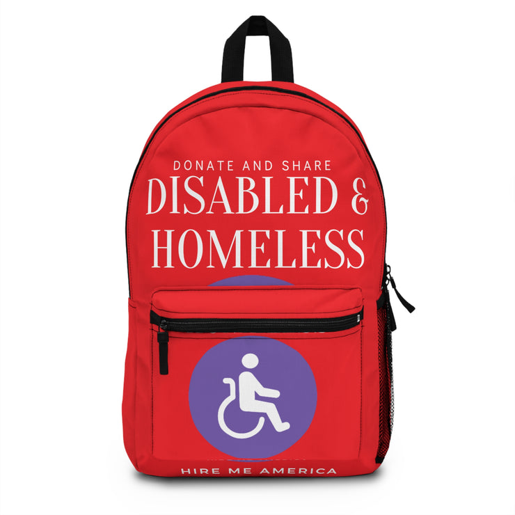 Disabled & Homeless Share and donate backpack Red