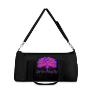 Stop peacocking me purple/black duffel bag