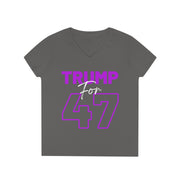 Trump for 47 hot purple ladies' V-Neck T-Shirt