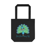 Stop Peacocking Me! Green cotton Tote Bag