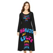 No hate just educate show teach learn women's Long Sleeve Dance Dress (AOP)