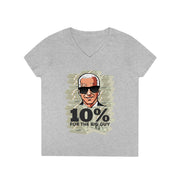 Ten Percent for the big guy ladies' V-Neck T-Shirt