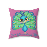 Stop Peacocking Me! Light Pink green - Spun Polyester Square Pillow