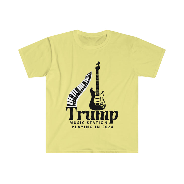 Trump Music Station Playing in 2024 Unisex Softstyle T-Shirt