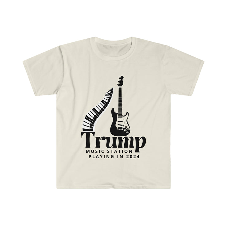 Trump Music Station Playing in 2024 Unisex Softstyle T-Shirt