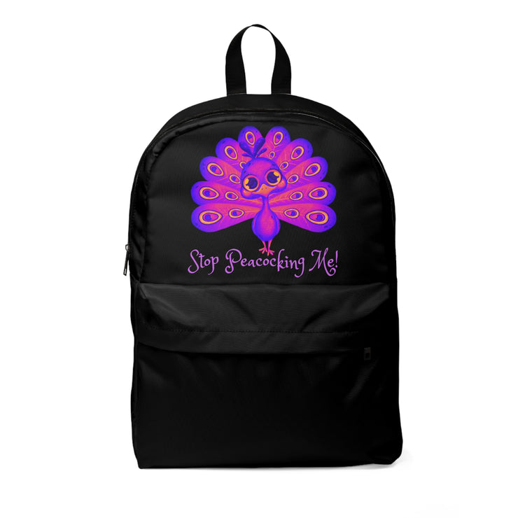 Stop Peacocking Me! purple black unisex Classic Backpack