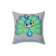 Stop Peacocking Me! Silver green - Spun Polyester Square Pillow