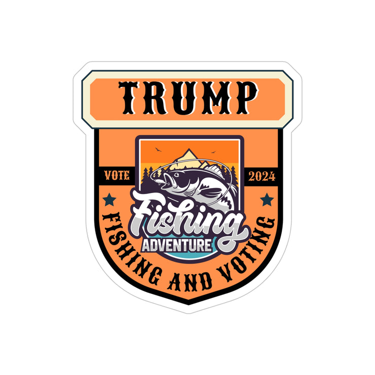 Trump fishing and voting 2024 Transparent Outdoor Stickers, Die-Cut, 1pcs