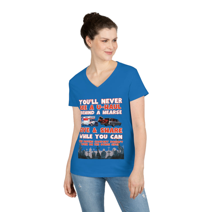 U-Haul behind a hearse V-neck Women&