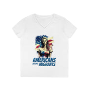 Americans before migrants V-Neck T-Shirt