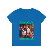 MAGA Christmas green V-neck Women's tee