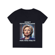 Start Deprogramming her she him it V-neck Women's tee