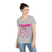 Copy of Trump for 47 hot pink ladies' V-Neck T-Shirt