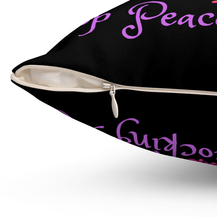 Stop Peacocking Me! Black purple - Spun Polyester Square Pillow