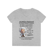 First Grade Math 133 million voters ladies' V-Neck T-Shirt