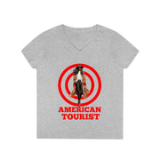 American Tourist Female African-American worth one billion dollars ladies' V-Neck T-Shirt