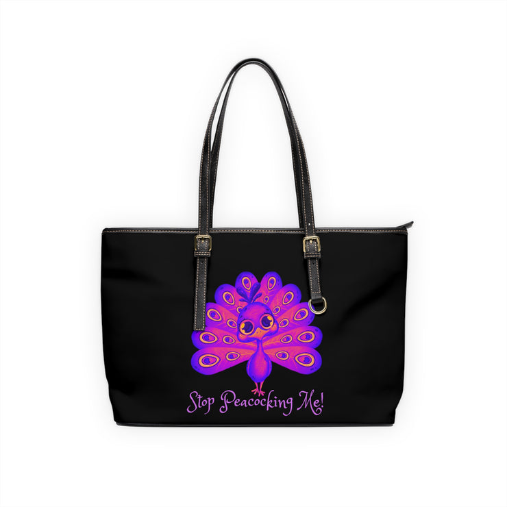 Stop Peacocking Me purple/black Leather Shoulder Bag