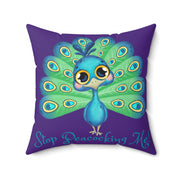 Stop Peacocking Me! Purple green - Spun Polyester Square Pillow