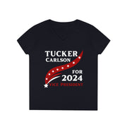 Tucker Carlson for Vice President 2024  ladies' V-Neck T-Shirt