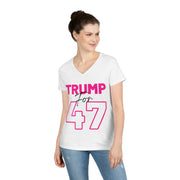 Copy of Trump for 47 hot pink ladies' V-Neck T-Shirt