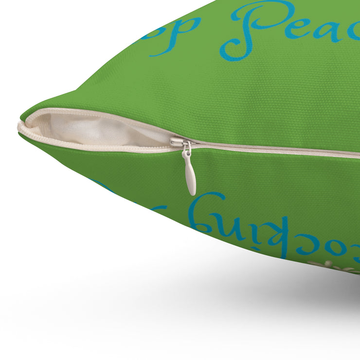 Stop Peacocking Me! Double green - Spun Polyester Square Pillow