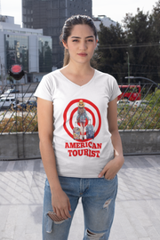 American Tourist Female African-American worth one billion dollars ladies' V-Neck T-Shirt