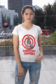 American Tourist Female worth one billion dollars ladies' V-Neck T-Shirt