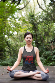 Are you the deranged lunatic that voted for Biden Harris ? Women's Flowy Racerback Tank