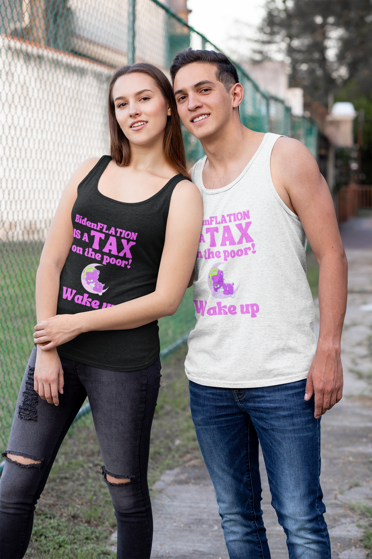 BidenFlation is a tax on the poor Wake up Unisex Jersey Tank