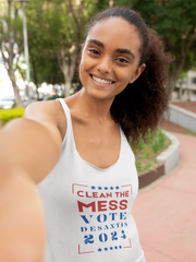 Clean the mess Vote DeSantis for 2024 Women's Ideal Racerback Tank